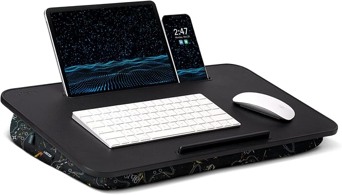L.DOCTOR Cushioned Lap Desk, Large, Joysticks | Portable Laptop Desk for Bed, Couch & Floor, Washable Cushion, Built-in Phone & Tablet Slot, Fits 17.3" Laptop by LDOCTOR