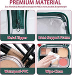 12 Pieces Clear Makeup Bags Bulk, TSA Approved Toiletry Bag Cosmetic Toiletries Pouch with Zipper, Waterproof Vinyl Plastic Organizer Case for Carry-on Travel Essentials (Green Medium) - Image 3