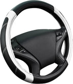 CAR PASS Line Rider Microfiber Leather Sporty Steering Wheel Cover Universal Fits for 95% Truck,SUV,Cars,14.5-15inch Anti-Slip Safety Comfortable Desgin (Black-White) - Image 7