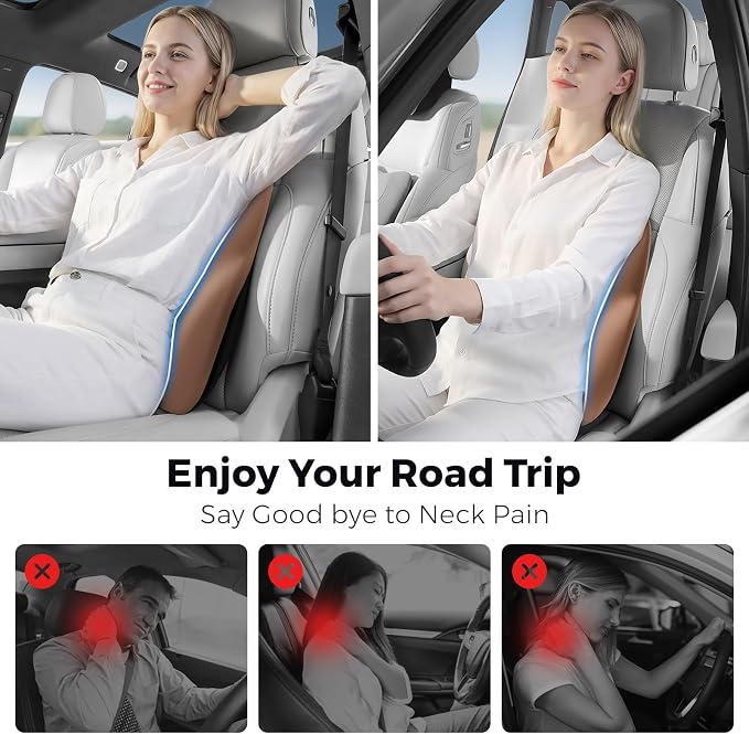 BEBAS Ergonomic Lumbar Support Pillow for Car, Memory Foam Car Back Cushion | Comfort Lumbar Pillow for Back Pain Relief, Breathable Washable Cover, Fits for Driving, Office, Wheelchair, Brown - Image 6