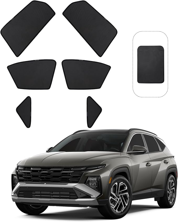 Front Side Half Window Shade Foldable Custom Fit for Hyundai Tucson 2021-2026 Car Window Shades for Side Window Sun Shade UV Protection Heat Insulation for Camping Sleeping 6PCS by FannycCargoCover