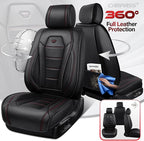 CAR PASS Luxury Nappa Leather Car Seat Covers Front Seats, Waterproof Seat Cover for Cars 2 Seats, Black Car Seat Protector, Automotive Seat Cover Universal Fit for Most Sedans SUV Trucks Black - Image 5