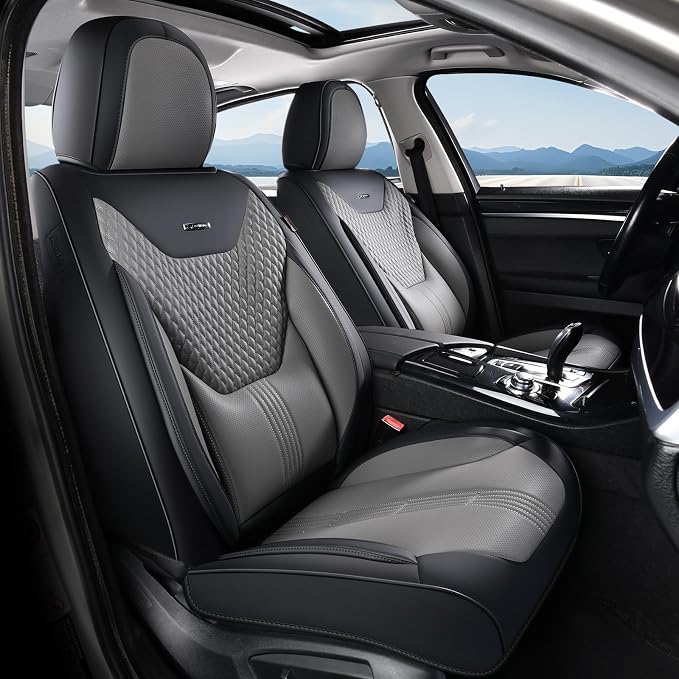 Coverado Car Seat Covers Full Set, Front Seat Covers with Lumbar Support and Back Seat Cover Waterproof Leather Automotive Seat Cover, Universal Car Interior Protectors Cushion for Most Cars - Image 8