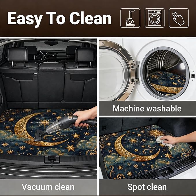 Car Trunk Mat for SUV, 31"x47" Sun Moon Star Cargo Liner Protector | All Weather Universal Cargo Liners for Dogs, Car Accessory for SUVs/Sedan/Wagons, Durable Non-Slip Washable Rear Cargo Mat - Image 6