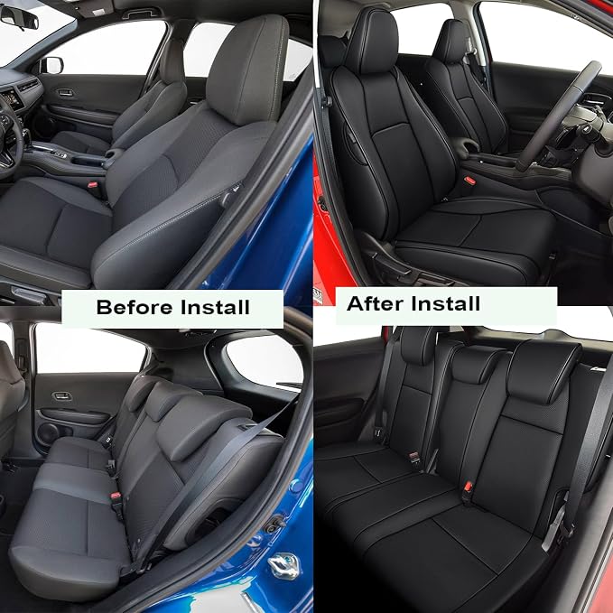Seat Covers for Honda HRV 2019-2022 Sport/EX/EXL/Touring | Custom Fit for HR-V 2019 2020 2021 2022(Not for LX),Waterproof Anti-Slip -Full set Faux Leather Black - Image 7