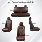 Huidasource Ford Custom Seat Covers, Car Seat Cushion Cover Fit for 2015-2026 Ford F150 SuperCrew & 2017-2026 F250 F350 F450 Super Duty Crew Cab XL XLT Lariat King Ranch Platinum(Full Set/Coffee) - Image 9