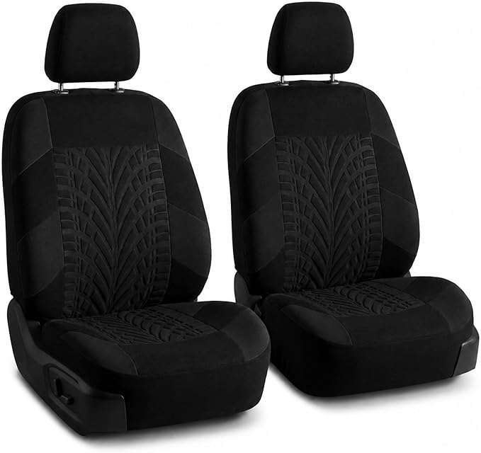 FH Group Front Set Travel Master Car Seat Covers - Covers for Low Back Car Seats with Removable Headrest, Universal Fit, Automotive Seat Cover, Airbag Compatible Car Seat Cover for SUV, Sedan Black by FHGroup