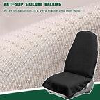 55.12 x 29.53 Inch Terry Cloth Car Seat Cover, Black | absorbent surface, waterproof barrier, granular anti-slip backing, side-free profile, interior accessory - Image 3