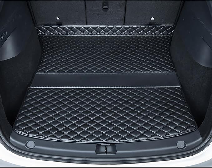 SUV Cargo Liner Compatible with 2020-2025 Tesla Model Y 5 Seater Rear Trunk Mats Dog Liner Luxury Leather Trunk Cover Replacement Custom Fit by ZYCHUANGYING