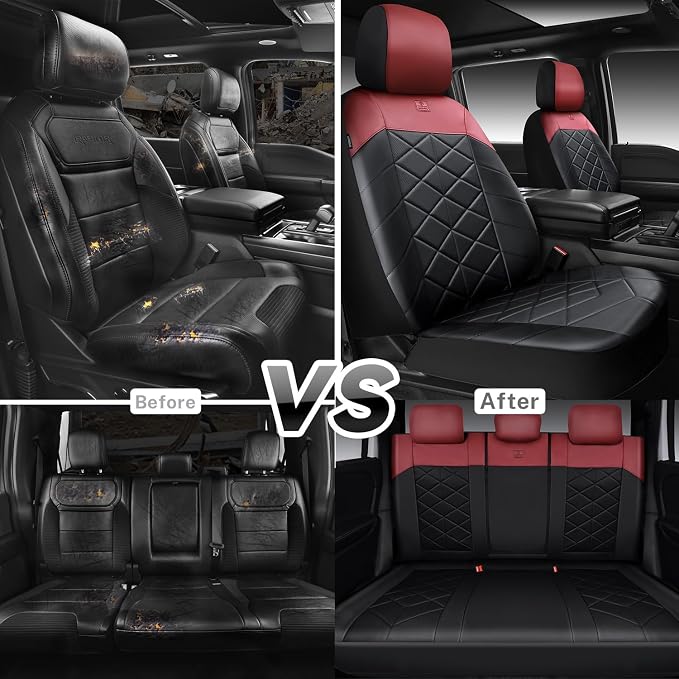 CAR PASS Memory Foam Leather Front Seat Covers, Breathable Perforated Nappa Leather Seat Covers Universal Fit for Cars,SUV,Truck Seat Covers Thick 3D Foam Comfort, Airbag Compatible Black Burgundy Red - Image 5