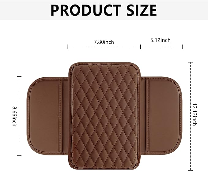 Stacool Upgraded Car Center Console Cover,Microfiber Leather Car Armrest Cover Cushion with 2 Storage Bags,Universal Car Armrest Storage Box (Brown) - Image 2
