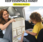 kids Leather Car Backseat Organizer with Foldable Table Tray, Car Storage Organizer with Tablet Holder, Car Seat Back Protectors Kick Mats, Travel Accessories (SEA OTTER) - Image 5