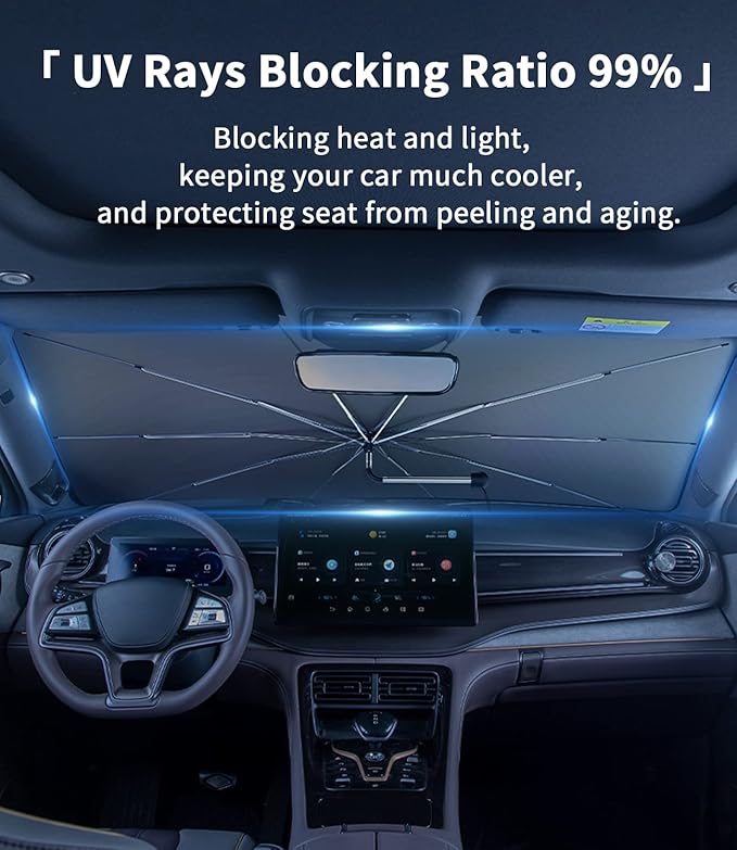 Custom-Fit for Kia Windshield Sun Shade Umbrella, UV Block Car Front Window with 360°Rotation Bendable Handle, Designed for Kia Accessories (for Kia Sorento) - Image 4
