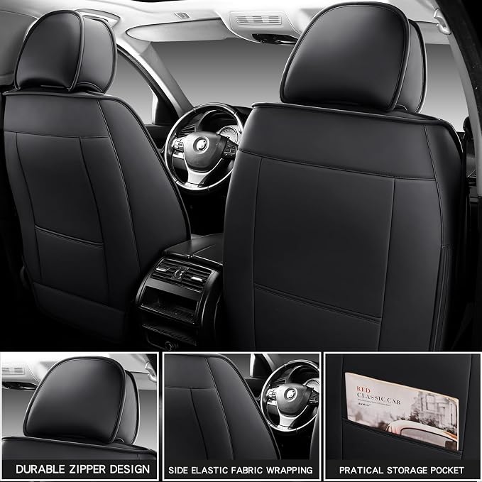 MINGBRON Seat Covers, Car Seat Covers Front Seats, Car Seat Cover, Car Seat Protector Waterproof, Car Seat Cushion Nappa Leather, Brwon Seat Covers Carseat Cover Universal Fit for Most Cars - Image 6