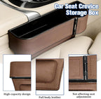 Car Seat Gap Filler Organizer with Cup Holder Expander, Leather Console Seam Filler Storage Box, Auto Front Seat Gap Organizer for Phones Keys Glasses, Universal Fit (Brown Passenger) - Image 3