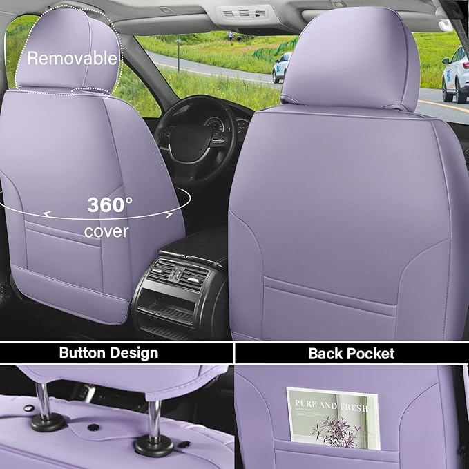 Coverado Car Seat Covers, Seat Covers for Cars, Waterproof Leather Auto Seat Protectors, Leather Car Seat Cushion, Car Interiors Accessories Universal Fit for Most Cars - Image 4