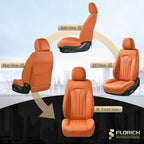 Car Seat Covers Full Set Orange Seat Cover Front Seats and Back Leather Seat Covers for Cars Waterproof Car Seat Cushion Universal Car Seat Protector Fit for Most Cars Trucks SUVs - Image 6
