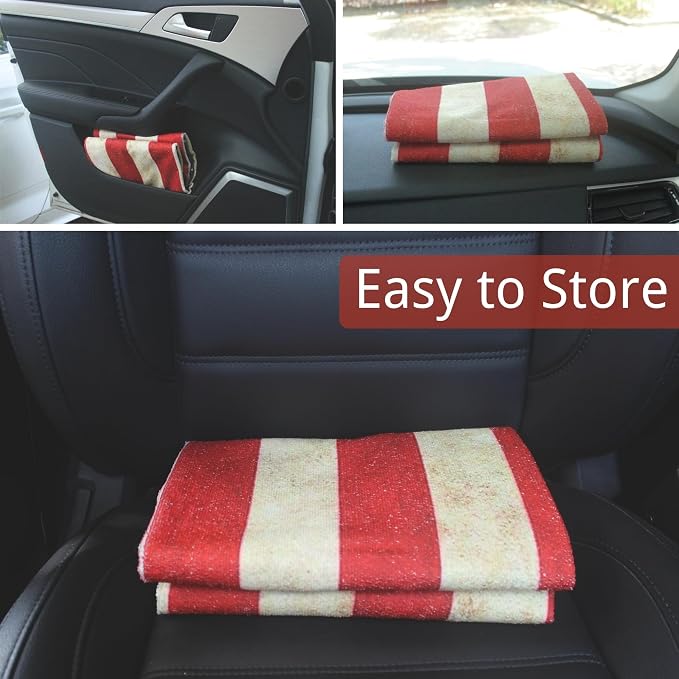 Waterproof Car Seat Cover for Front Seats, Protector for Cars SUVs Trucks, Sweat Towel Seat Covers Bucket for Gym,Workout,Beach,Hiking,Running and Swimming(American Flag Red, 2PCS) - Image 7