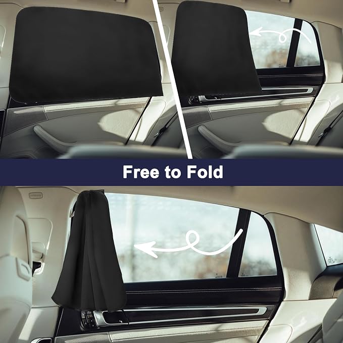 Ovege Car Window Shades Magnetic - Side Window Sun Shade Car Curtain Suedette UV Protection Privacy Baby Suction Magnetic －Front&Back 4pcs - Image 4