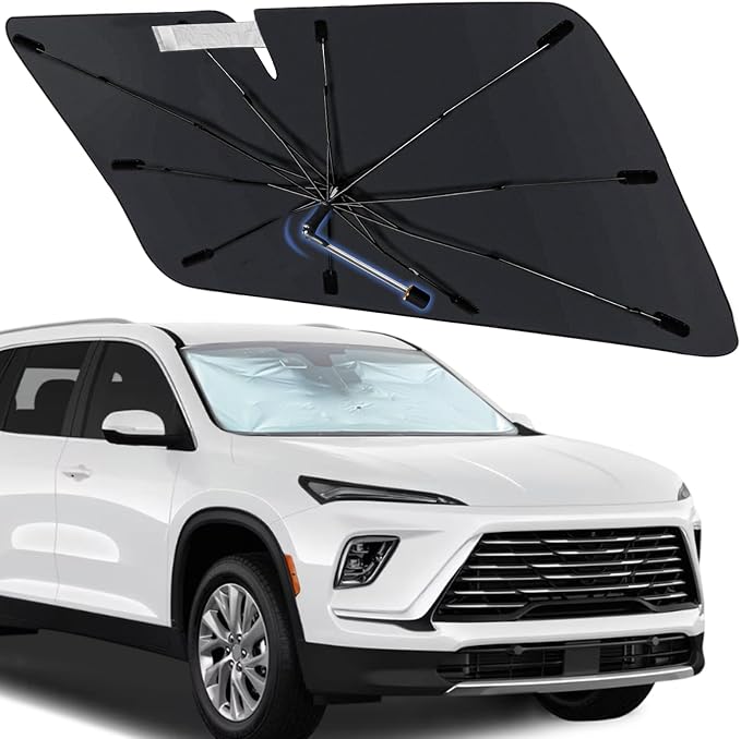 Windshield Sun Shade Umbrella for Buick Enclave 2018-2026 Front Windows | Foldable Car Sunshade with 360° Rotating Shaft, Custom fit Enclave Sun Visor Shield for UV Blocking and Heat Insulation by Visufy