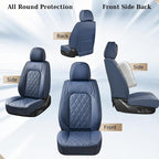 Coverado Car Seat Covers, Front Seat Cover, 2 Pack Luxury Faux Leather Seat Covers for Cars, Waterproof Car Seat Protector, Blue Car Seat Cover, Universal Car Seat Protectors Fit for Most Cars - Image 6