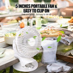 Portable Clip Fan Battery Operated,3 Speeds USB Rechargeable Mini Table Fan with Strong Airflow,360°Rotation Ultra Quiet Personal Desk Fan for Home Office Bedroom Dorm Stroller Camping(White) - Image 6