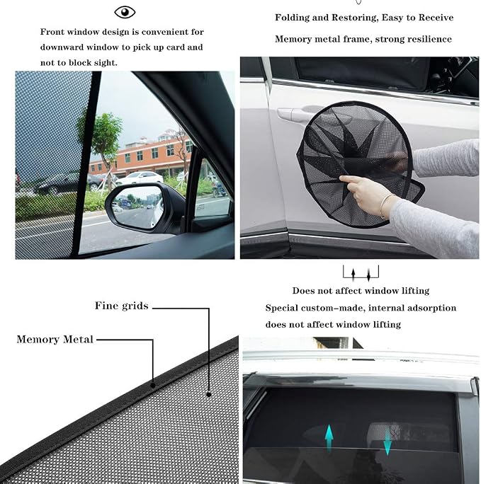 Bwen Car Sun Shade Fit for Honda CRV 2017-2022, Magnetic Side Window Shades for CRV, Custom Fit Car Shades for Side Window for Blocks UV Rays Sun Protection for Camping, 4 pcs,Black - Image 7