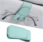 Sunglasses Holder for Car Visor, Microfiber Leather Magnetic Sun Visor Eyeglasses Hanger & Ticket Card Clip, Multi-Function Automotive Interior Glasses Mount, Universal Fit (Sky Blue) by Ywdiml