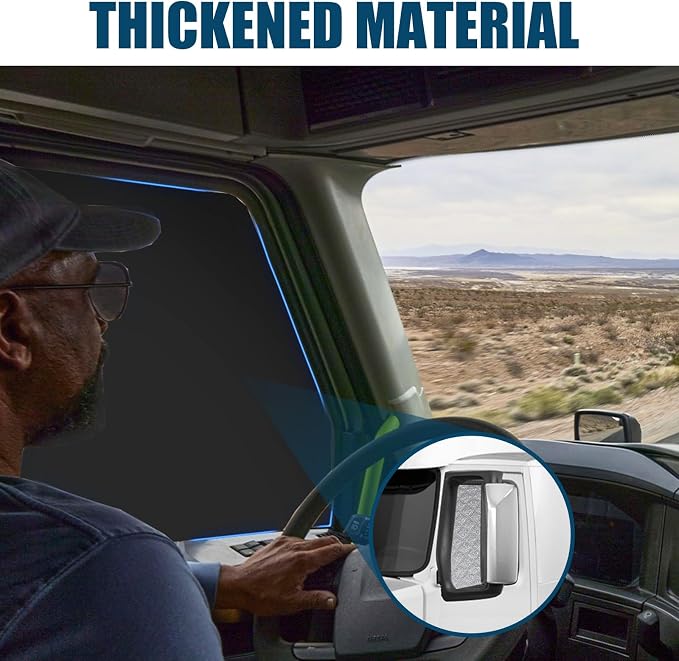 2 Pcs Side Window Sun Shade for Volvo VNL VN 2002-2026 | Fits VNR VAH VNX Semi Truck Day Cab & Sleeper, 6-Layer 210T Reflective Heat Blocker, Blackout Privacy Cover, Foldable - Image 4