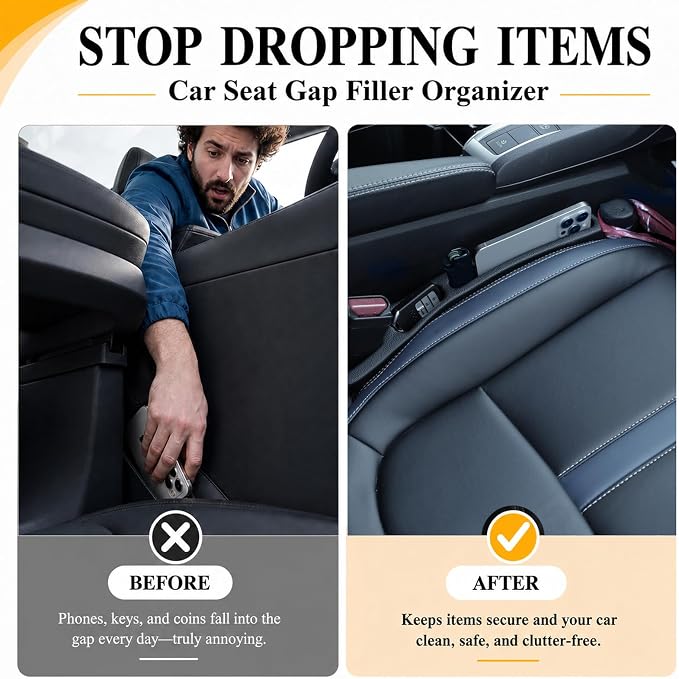 2 Pack Car Seat Gap Filler Compatible with Subaru Outback 2017-2025, Forester, Crosstrek Accessories, Seat Gap Organizer with Emergency Window Breaker & Sunglasses Holder - Image 3