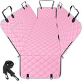 Waterproof Dog Car Seat Cover for Back Seat, Pet Hammock- L, Pink/Grey | Durable waterproof hammock with nonslip design & storage pockets. Protects seats from scratches, fits cars, SUVs & trucks. by NECKORY