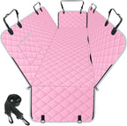 Waterproof Dog Car Seat Cover for Back Seat, Pet Hammock- L, Pink/Grey | Durable waterproof hammock with nonslip design & storage pockets. Protects seats from scratches, fits cars, SUVs & trucks. by NECKORY