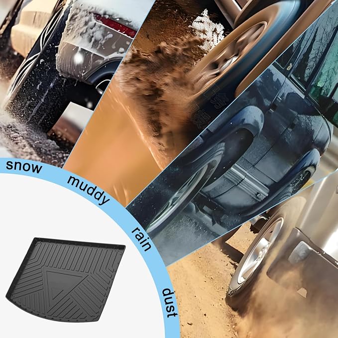 All Weather Rear Cargo Liner Trunk Mats for 2013-2019 Ford Escape Carpet | Fits:Lincoln MKC 2015-2019,3D laser precision fit trunk tray, waterproof Odorless non-slip trunk carpet for SUV and cars - Image 2