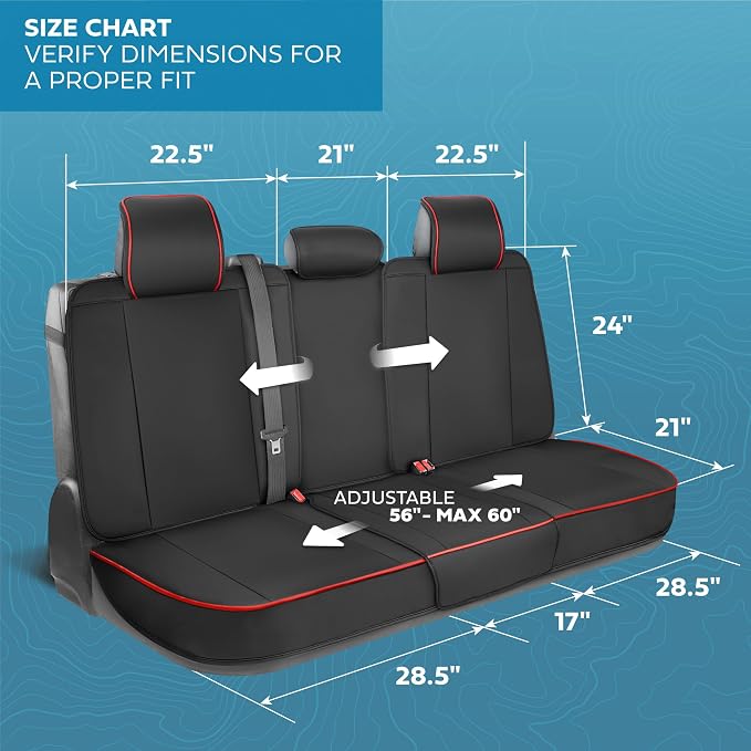 MotorBox Cabin King Crimson Trail Leather Seat Covers for Trucks & Cars | Black and Red Full Set Car Seat Covers, Waterproof Leather Seat Covers, Car Accessories, Seat Protector, Universal Fit - Image 5
