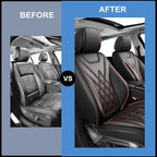 Car Seat Covers for GMC Acadia 2007-2026, Full Set, Redline | Luxury Full Coverage Leather Seat Protectors, Waterproof Breathable, Non-Slip, Easy to Install, Airbag Compatible, All-Season - Image 5