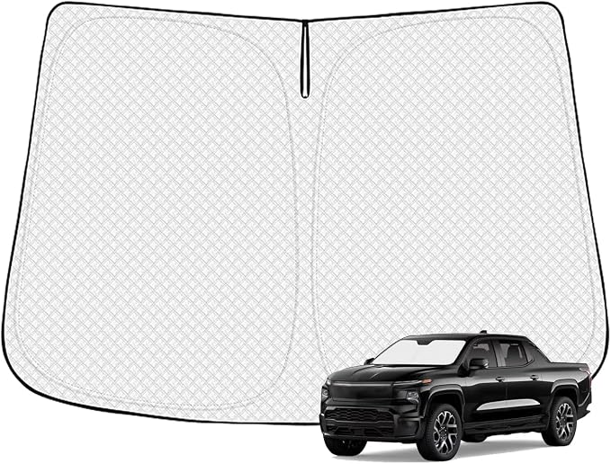 Canvcle Windshield Sun Shade for 2024-2025 2026 Chevrolet/Chevy Silverado EV & GMC Sierra EV Accessories Thicken 6-Layer Front Window Sunshade Cover Sun Visor Foldable Block UV Rays Keep Vehicle Cool by Canvcle