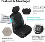Leader Accessories 2pcs Sideless Front Seat Covers for All Seasons, Black | Breathable Faux Linen Seat Cushions, Non-Slip Bottom With Headrest Protectors, Universal Fit For Car Van SUV Pickup Truck - Image 5