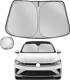 Windshield Sun Shade for 2019-2025 2026 Volkswagen VW Jetta | Foldable Sun Sunshade for Car Front Window Blocks UV Rays and Heat Automotive Interior Protector Custom Fit Accessories by Fonowka