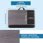 LAPGEAR Home Office Pro Lap Desk - Gray Woodgrain, Fits 15.6” Laptops | Built-In Mouse Pad & Phone Slot, Wide Cushioned Wrist Rest, Dual-Bolster Microbead Cushion, Carry Handle - Image 5