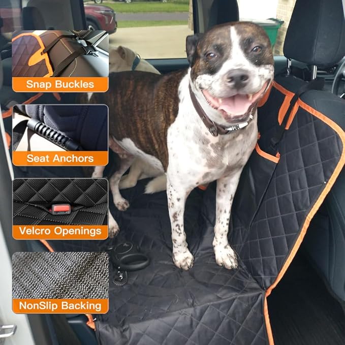 Dog Car Seat Cover,Back Seat Extender for Dogs,600D Heavy Dute Durable Car Seat Cover for Dogs Pets,100% Waterproof Back Seat Pet Cover for Dogs with Mesh Window, with Seatbelt,Trucks and SUVs - Image 5