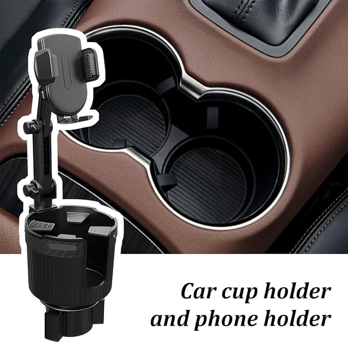 Adjustable Cup Holder Phone Mount 2-in-1 Vehicle Stand Black | Rotatable retractable base, abs construction, anti-slip pads, fits most cars, SUVs, and trucks, automotive accessories - Image 6