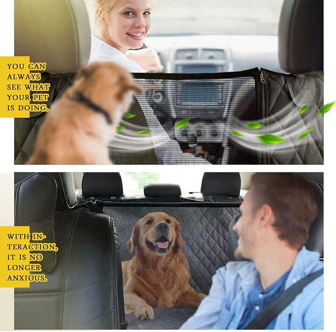 Vailge X-Large Dog Car Hammock, 100% Waterproof with Mesh Window, Scratch Prevent Anti-Slip Car Seat Covers for Back Seat - Image 2