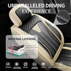 Fit Corolla Premium Leather Car Seat Covers for Toyota Corolla 2000-2025 2026 - Waterproof，Breathable，All-Weather Seat Cushion Protecto & Airbag Compatible, Full Set Beige&Black - Image 2