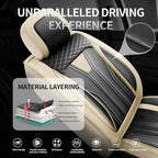 Fit bZ4X Premium Leather Car Seat Covers for Toyota bZ4X 2023-2025 2026 - Waterproof，Breathable，All-Weather Seat Cushion Protecto & Airbag Compatible, Full Set Beige&Black - Image 2