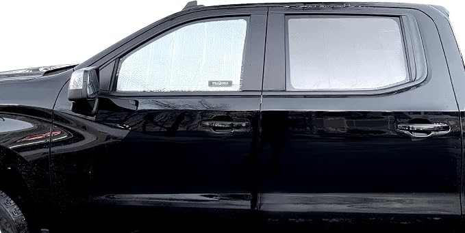 Front Side Sunshade (2PCS) for 2019-2026 Chevrolet Silverado 1500, 4Dr | Pickup - Double Cab, Crew Cab | UV Reflector Sun Protector Privacy Multi-Layer Insulated Blockout Accessories [Made in USA] - Image 5