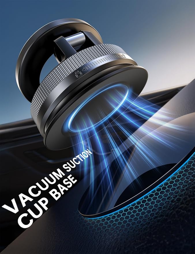 Coolpow【Newest Vacuum Magnetic Phone Holder for Car Phone Holder Mount【Movable Vacuum Suction】 Magsafe Car Mount Cell Phone Holders for Your Car Accessories for Women Men for iPhone 17 16 -Black - Image 3