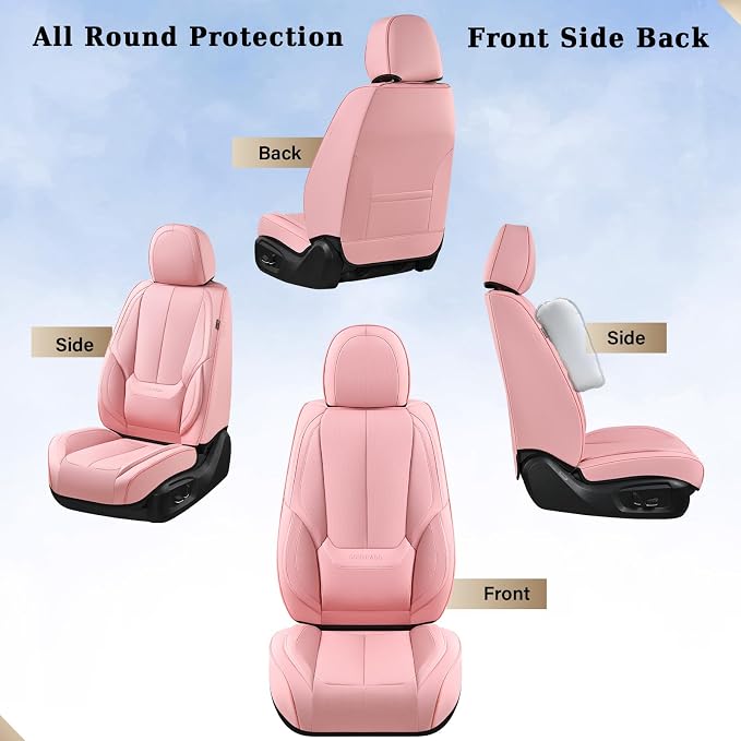 Coverado Seat Covers, Car Seat Covers Front Seats, Car Seat Cover, Car Seat Protector Waterproof, Car Seat Cushion Leather, Pink Seat Covers Carseat Cover Universal Fit for Most Cars - Image 8