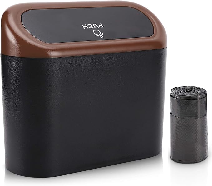 Accmor Car Trash Can with Lid, Leakproof Vehicle Trash Bin Auto Dustbin Organizer, Waterproof Mini Garbage Bin Trash Container with Garbage Bag for Automotive Car, Home, Office, Kitchen by Accmor