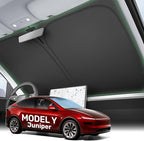 2026 Upgraded Zanch Windshield Sun Shade for Tesla Model Y Juniper | UV Protection & Heat Reduction, Light-Blocking, Heavy-Duty, Easy to Store&Setup, Keep Interiors Cool, Sun Shield for Parking by Zanch
