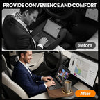 360° Adjustable Tesla Table: Car Tray Holds 2 Laptops (8kg) - 90% Less Shake on Rough Roads - Tool-Free 3s Setup - Solid Wood Platform - With cup holder - car desk for laptop - Image 3